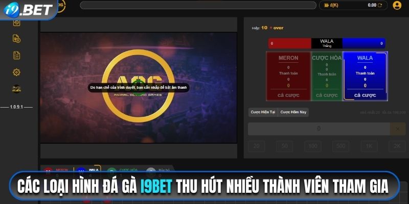 Các loại hình đá gà i9bet thu hút nhiều thành viên tham gia